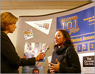  A reporter interviews a University of Maryland student 